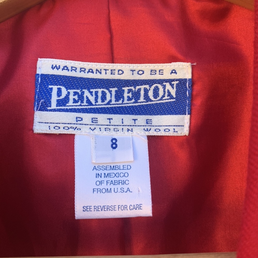 PENDLETON Vintage Virgin Wool Petite Cherry Red Blazer 8 - Picture 3 of 9